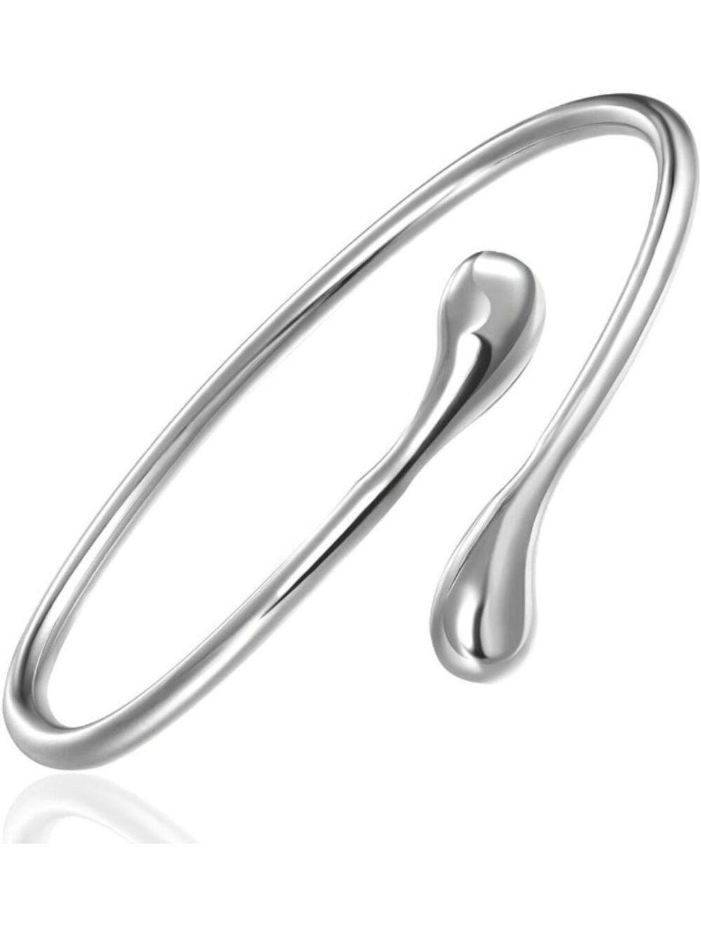 Adjustable 925 Sterling Silver Teardrop Bangle Bracelet for Women & Men